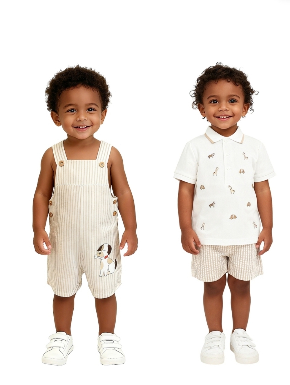Little Me Baby 3-piece Dresswear Set - Beige & Tan - 6 Months